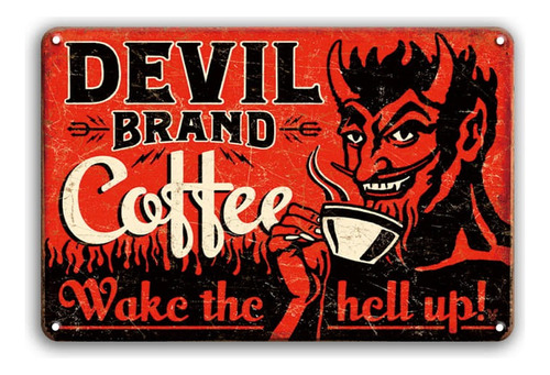 Retroshop Vinilo Decorativo Coffee Devil 30cm X 40cm Rojo