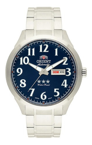Relógio Orient Masculino Automático 469ss074 D2sx Azul Lança Cor da correia Prata Cor do bisel Prata