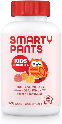 Gomitas Multivitaminicas + Omega 3 Smartypants Kids120 Unid Sabor Sabores Totalmente Naturales