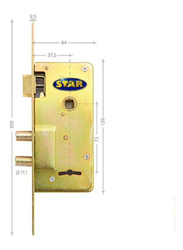 Cerradura Seguridad Star 210-s 2 Perno Ff Puerta Porton Reja