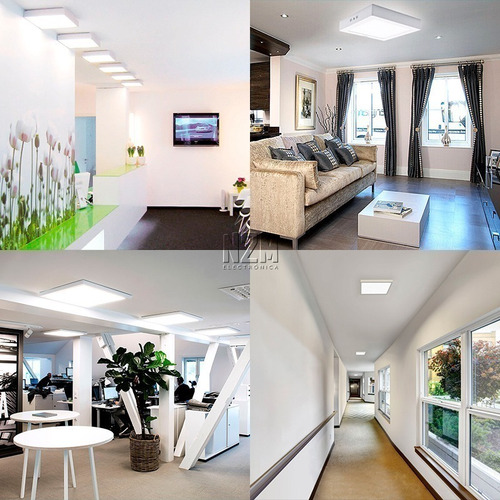 Plafon Led Spot Cuadrado 24w Aplicar Panel Marco Blanco Full