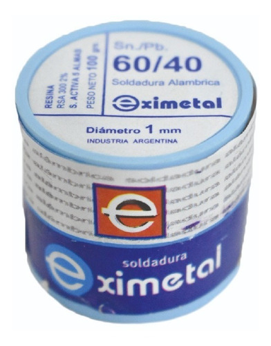 Estaño En Alambre 1 Mm 60/40 Eximetal Soldar X100gr