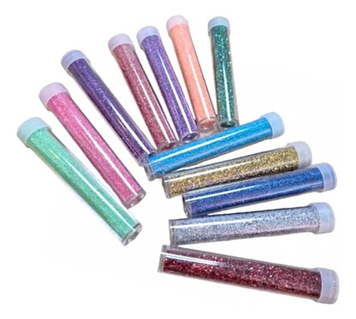 Set 12 Colores Pigmentos Glitter En Tubo Para Resina Epoxi 