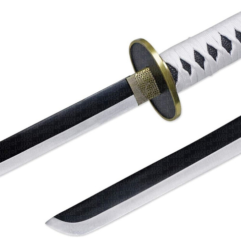 LUDEDE Roronoa Zoro Acero Katana - 104cm Wado Ichimonji Anime One Piece Con Cinturón y Soporte - Espada Perfecta Para Cosplay, Colección