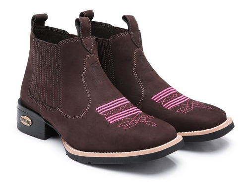 Bota Botina Feminina Cano Curto Bico Quadrado Country Couro | Mercado Livre