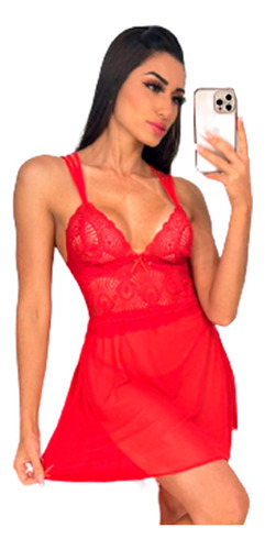 Camisola Sensual Linha Noite Lingerie Feminina + Calcinha