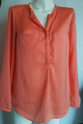 Blusa De Dama Color Salmòn Trafaluc De Zara Mangas Largas