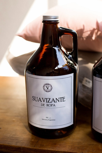 Imagen 2 de 2 de Growler Botellón Vidrio Ambar Jabon Y Suavizante 1.9l Velvet
