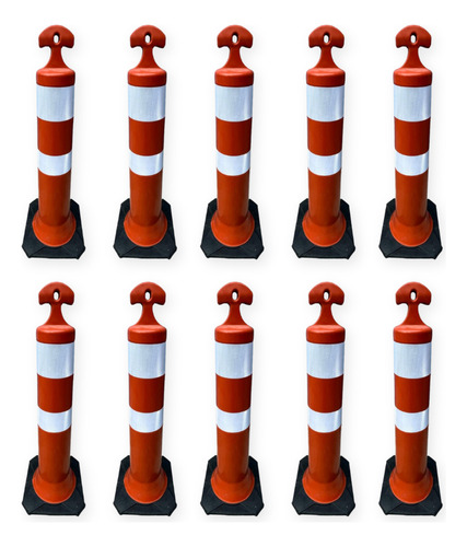 Kit 10 Cone Balizador Tipo T De Sinalização Refletivo Obra