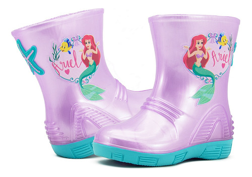 Disney®  Bota De Lluvia Princesa Ariel Sirenita Flounder 