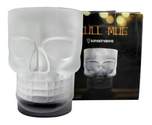 Caneca 500ml Caveira Skull Mug Com  Base Preta 3d Formato 