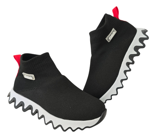 Tenis Bota Niño Casual Calcetin Resorte Moda Ligeros Cómodos Antiderrapante Chabelo C60-a Negro