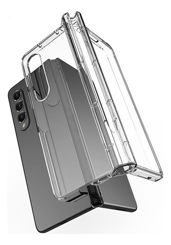 Funda delgada transparente con soporte para bolígrafos para Galaxy Z Fold 5 2023, color transparente