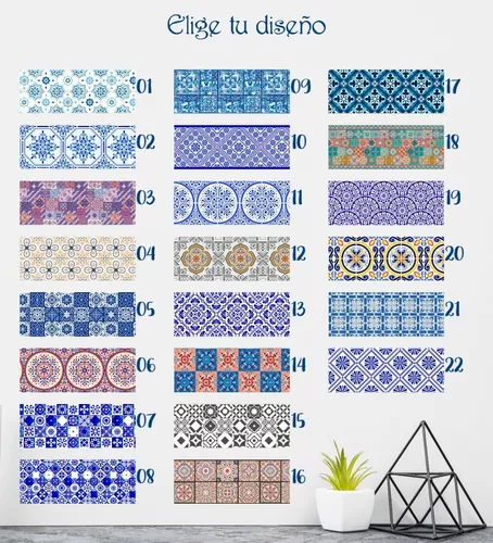 Cenefas Decorativas Adhesivas Talavera Mexicana Mosaico 26cm