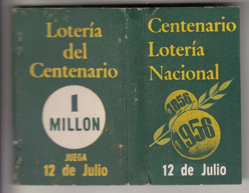 1956 Caja De Fosforos Centenario De La Loteria Nacional Raro