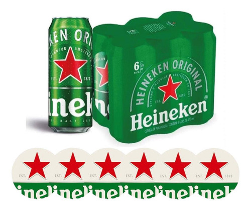 Cerveza Heineken 473 Ml X6 + 6 Posavaso Heineken De Regalo