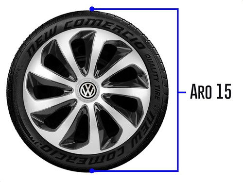 Imagem 3 de 6 de Jogo Calota Aro 15 Velox Silver Black Vw Up Voyage Fox Polo