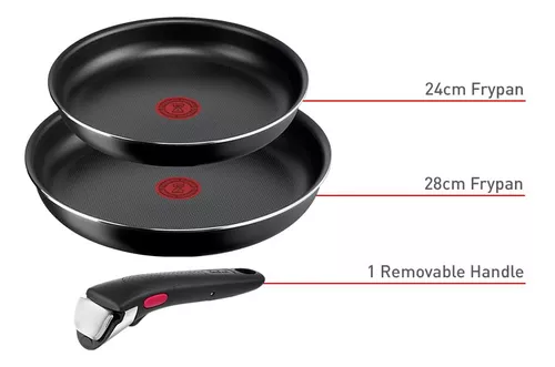 Tefal Ingenio Easy On L1599302 - Juego de sartenes apilables, fácil  limpieza, revestimiento antiadherente, mango extraíble, indicador de calor,  color