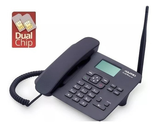 Imagem 2 de 5 de Kit Telefone Rural 2 Chip Quadriband Aquario 42s Cabo 15 Mt