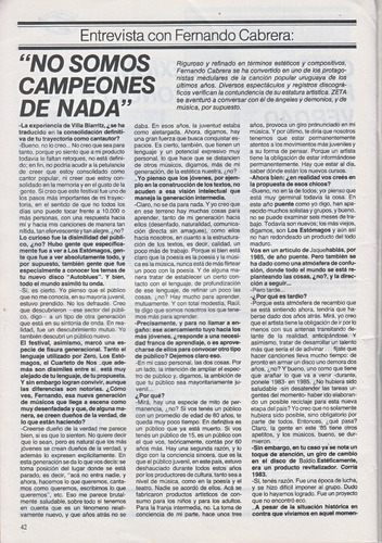 1986 Entrevista A Fernando Cabrera Por Forlan Lamarque Zeta 