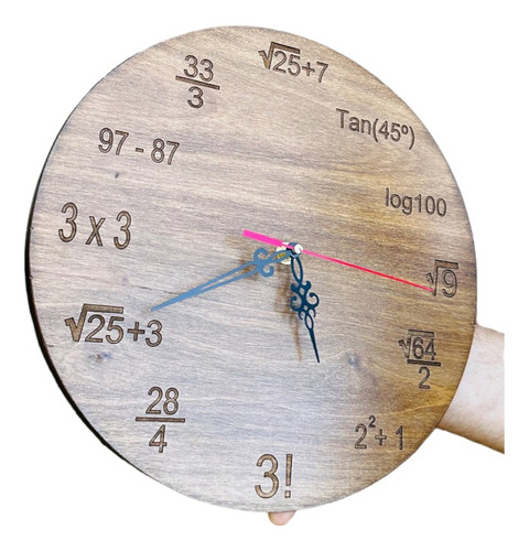 Reloj Matemáticas De Madera Nativa