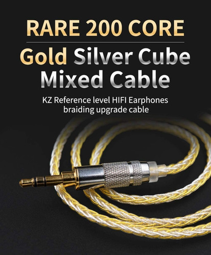 Imagen 9 de 10 de Cable Kz Gold Silver Mixed Upgrade Reforzado Oro Y Plata