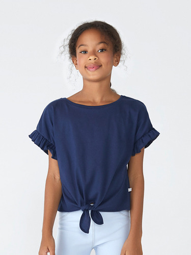 Blusa De Niña Con Volados Y Nudo - 5dbl