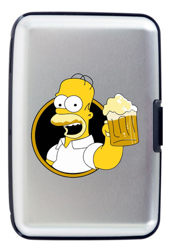 Billetera Homero Simpson Beer Tarjetero Aluminio Porta Doc 