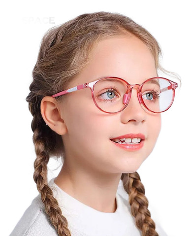 Armação De Óculos P/ Grau Infantil Flexível Anti-luz Azul Cor Rosa/branco