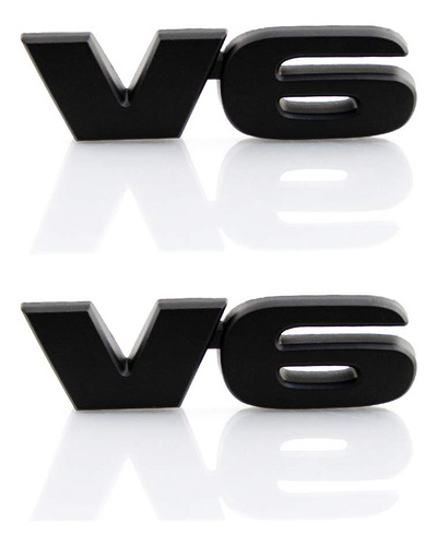 2 Calcomanias De Metal Con Emblema 3d V6 Para Guardabarros D