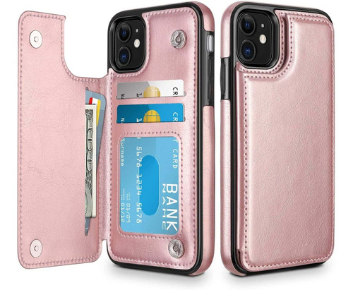 Funda Para iPhone 11 - Oro Rosa Con Tarjetero