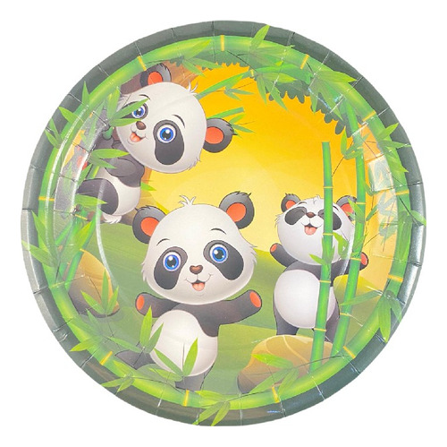 Platos Descartables X10 Diseño Oso Panda