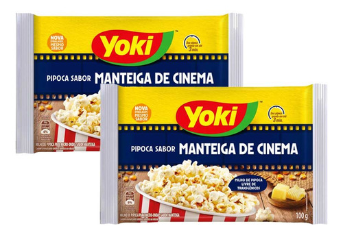 Kit 2 Pipoca De Microondas Manteiga De Cinema Yoki 100g