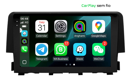 Multimidia Honda Civic G10 17/21 Android 14 2gb Carplay 9p