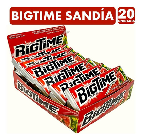 Bigtime Sabor Sandia - Chicle Sin Azúcar (caja Con 20 Un)