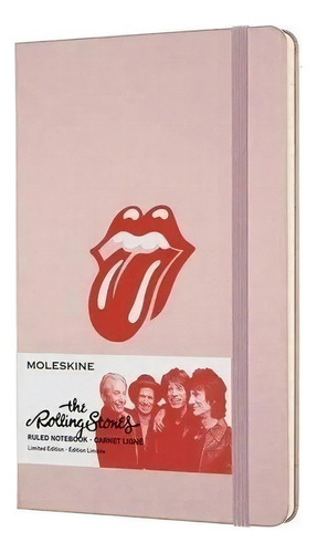 Caderno Moleskine Edição Limitada, Rolling Stones, Silk Rosa, Capa Dura, Pautado, Grande