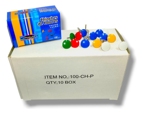 Chinche De Colores Office Line Pack De 10 Cajas X 100 Und