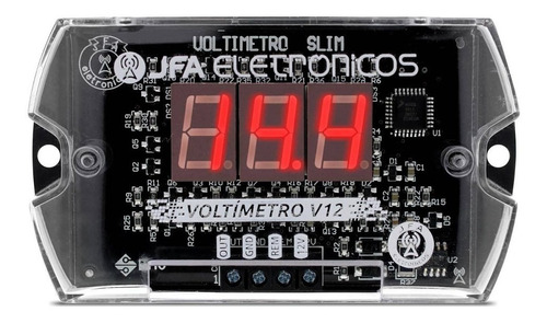 Voltímetro Slim Jfa V12 - Led Vermelho - Saída Remote