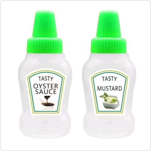 2 Mini Botellas Dispensadoras De Salsa Con Tapa Verde