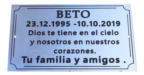 Imagen 2 de 10 de Placa Recordatoria Para Cementerio, 20x15cm Personalizada.