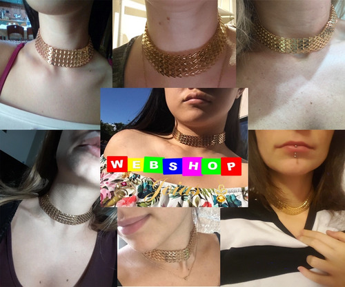 Imagem 3 de 8 de Gargantilha Colar Folheado Ouro Pescoço Lindo Chocker