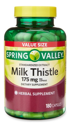 Spring Valley Cardo Mariano Milk Thistle 175mg 180 Capsulas Sabor S/N