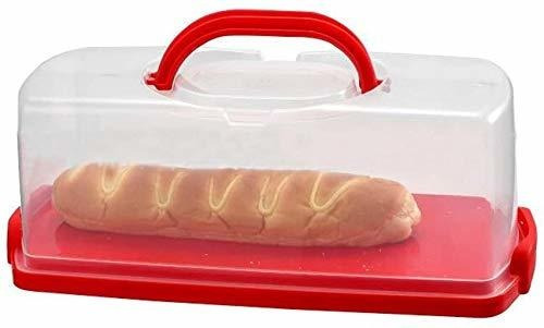 Paquete De 1 Caja De Pan Portátil Con Asa, Tapa Transparente