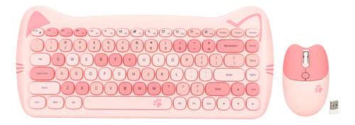 Teclado Y Ratón Rosa 12#, Con Forma De Gato, Con Forma De Ga