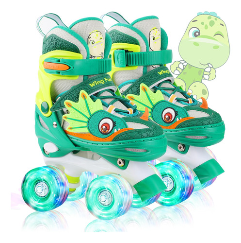 Patines De Ruedas Dino Brillantes Y Ajustables Para Niños Y