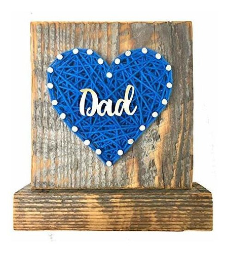 Sweet & Small Blue Dad String Art Heart Sign Block. Perfect 
