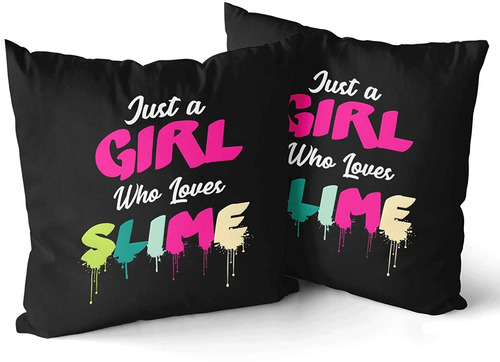 Funny Just A Girl Who Loves Slime Throw Pillow Pack De ...