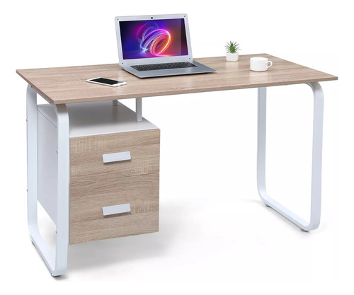 Guogo Mesa De Estudio De Oficina Minimalista Escritorio Con Dos Cajones Estudio Para Oficina En Casa Escritorios Modernos Escritorio Blanco