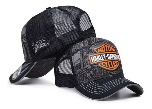 Boné Harley Davidson Trucker Moto Masculino Tela Curva Rock