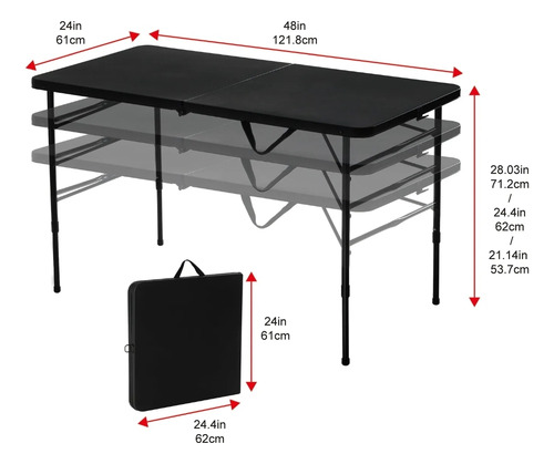 Imagen 2 de 3 de Mesa Rectangular Plegable Tipo Maletín 122cmx60cmx74cm